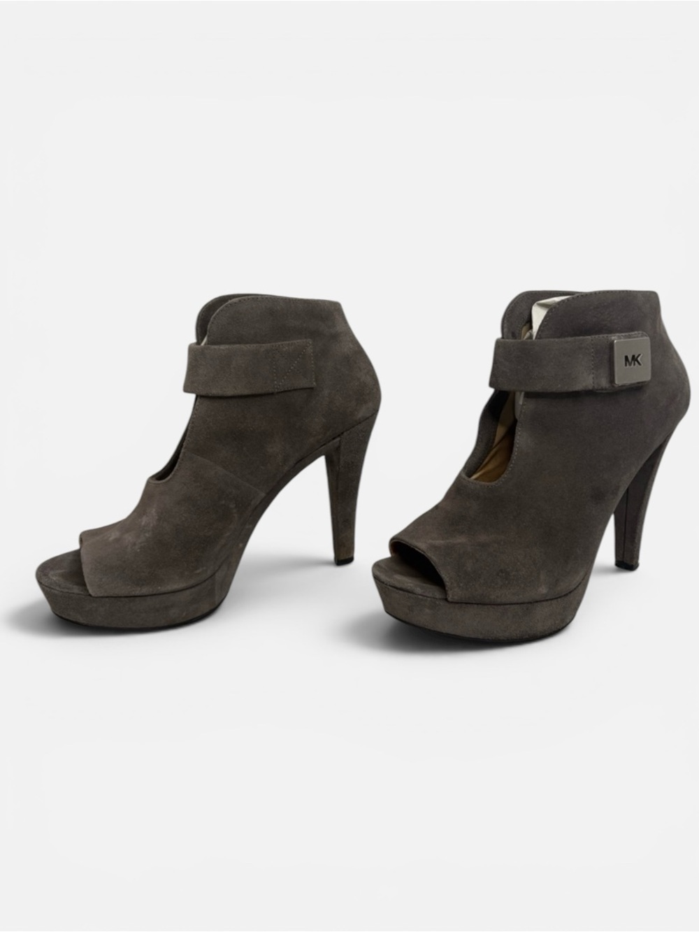 Michael Kors Suede Peep-Toe Platform Booties – Size 9M